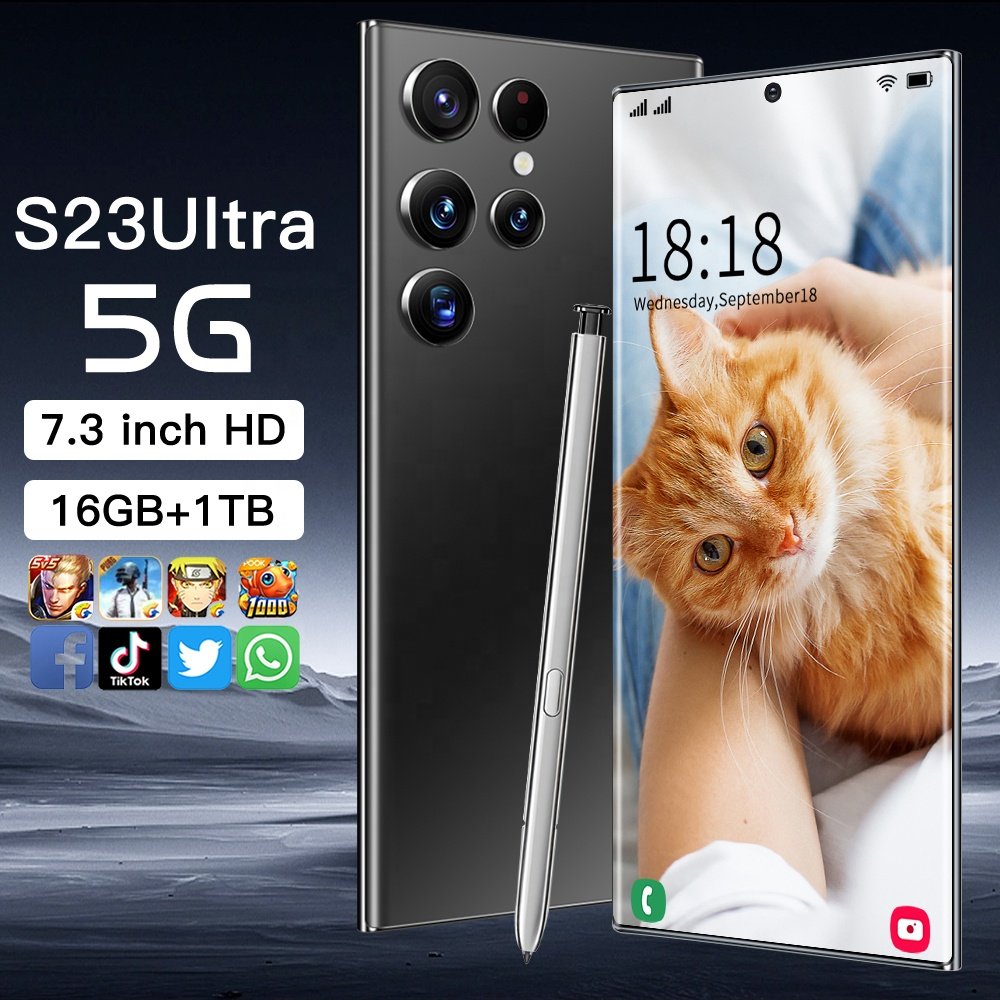 Wholesale Original Factory Unlocked smartphone rugged phone s23 ultra 6.8 HD full screen smartphone 64 mp 24MP 5g de smartphone